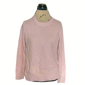 Banana Republic Womens Sweater Size Medium Ribbed Neckline Pink Pastel Slit